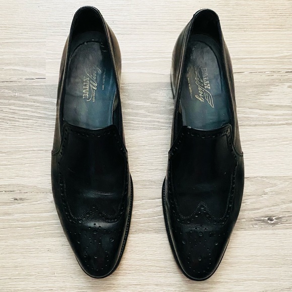 Mens Bally Wing Black Leather Loafers main image 4